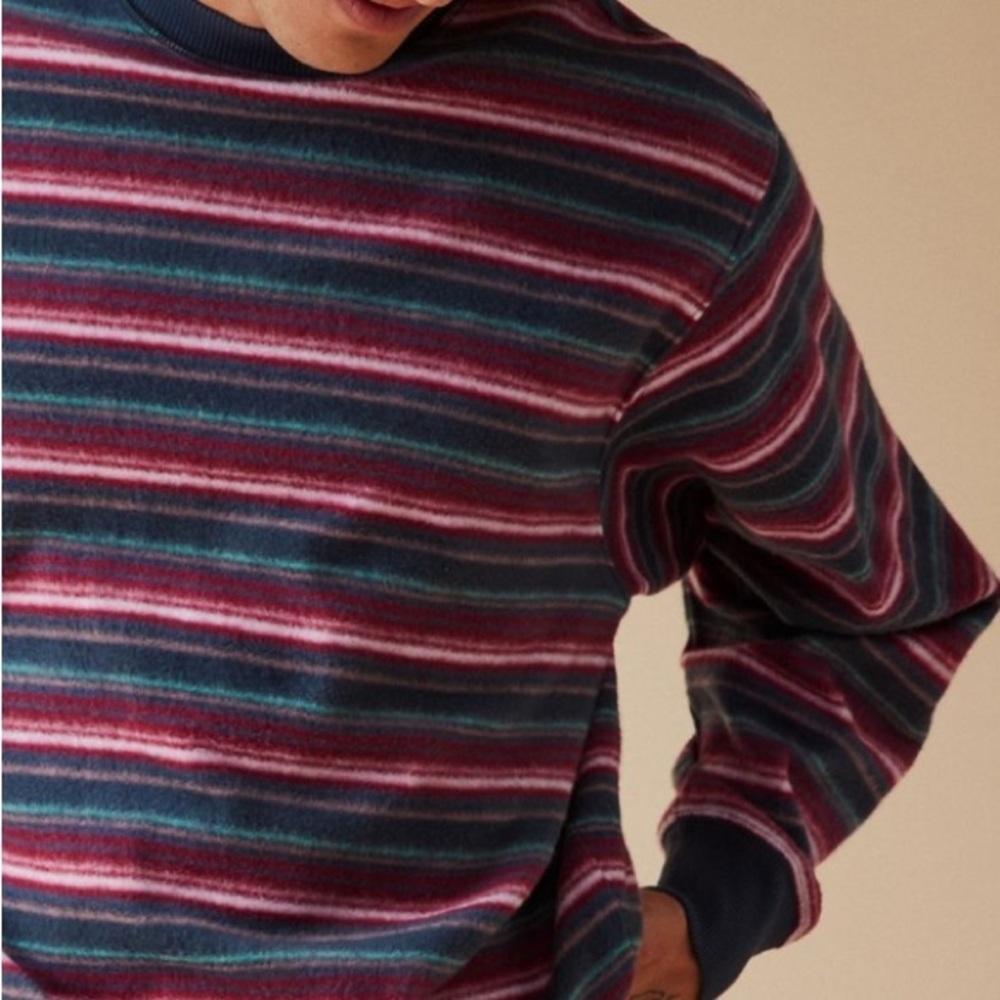 Retro Vintage Inspired UO Reverse Stripe Crew Neck Sweatshirt - Picture 2 of 12